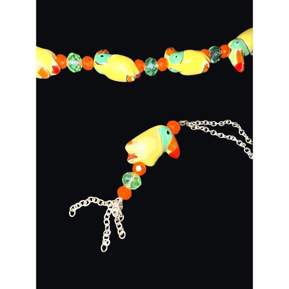 Colorful Parrot Necklace & Bracelet Set With Glass Beads - Picture 10 of 10